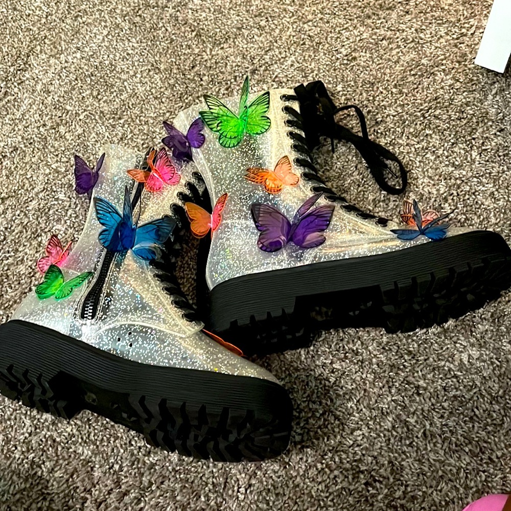 Club Exx Seethrough Butterfly Boots